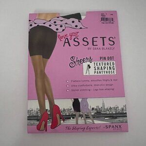 Love Your Assets by Spanx Sheers Pin Dot Textured Shaping Pantyhose Black Size 1